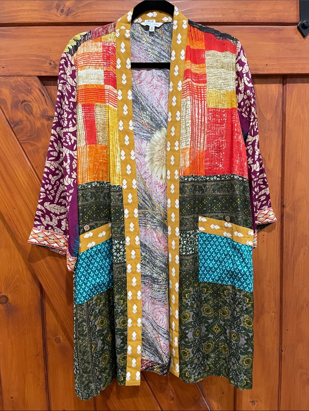 John Mark Multicolor Boho Patchwork Kimono Tunic